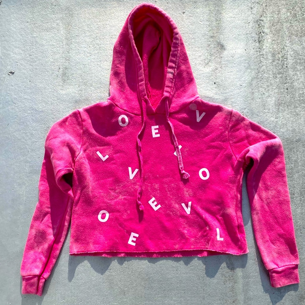 Worn once! So Nikki Bright Pink Love Hoodie.
